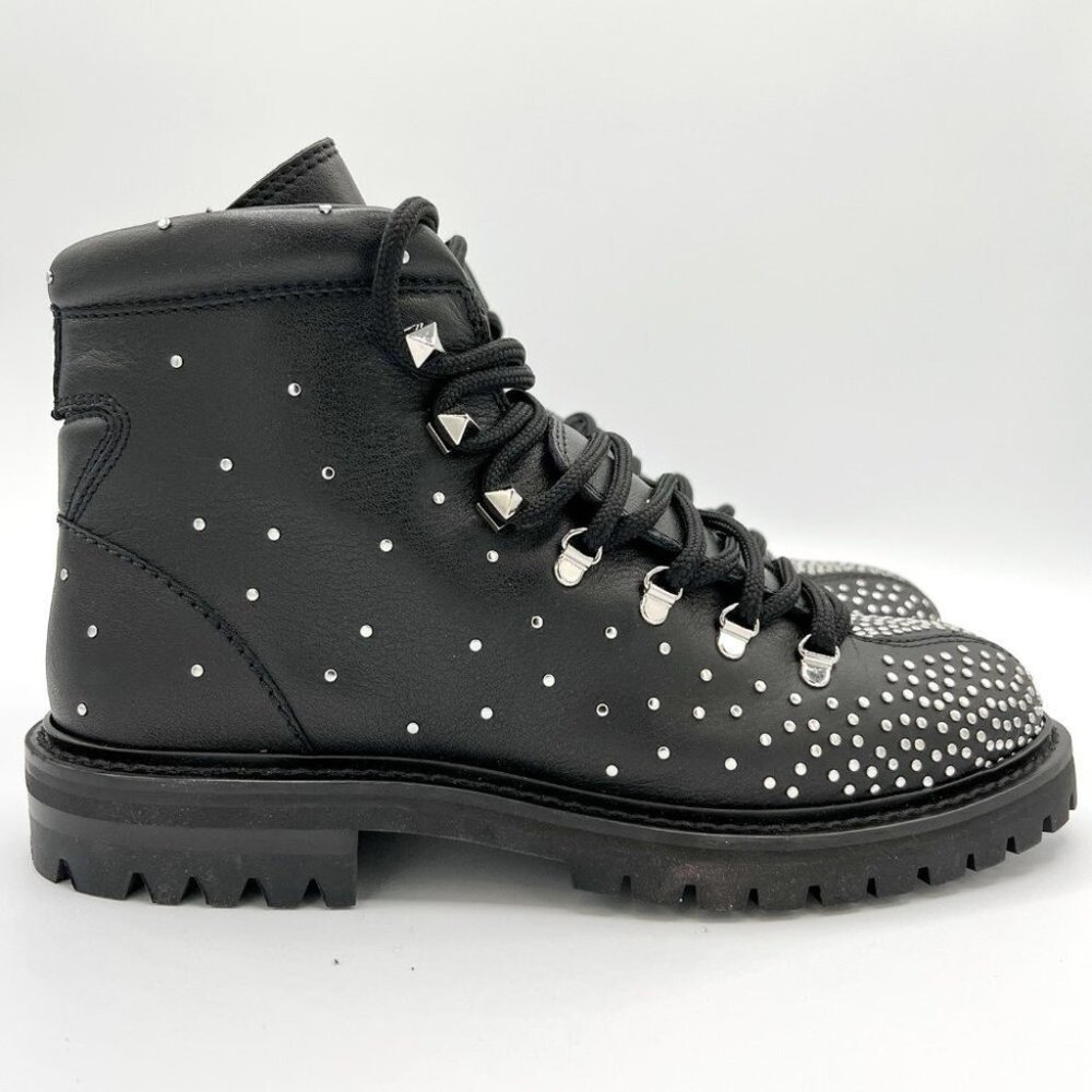 Valentino Garavani Black Rockstud Ankle Hiking Boots